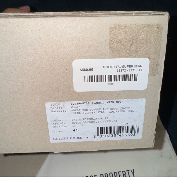 New Size 41 Golden Goose Super-Star burgundy glitter star and silver heel tab - Picture 12 of 12